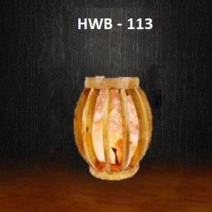 Himalayan Salt Wooden Basket Lamp HWB - 113
