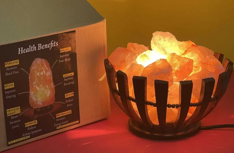 Himalayan Salt Wooden Basket Lamp